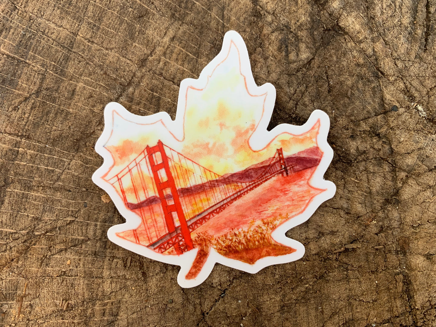 Golden Gate Bridge Leaf Sticker