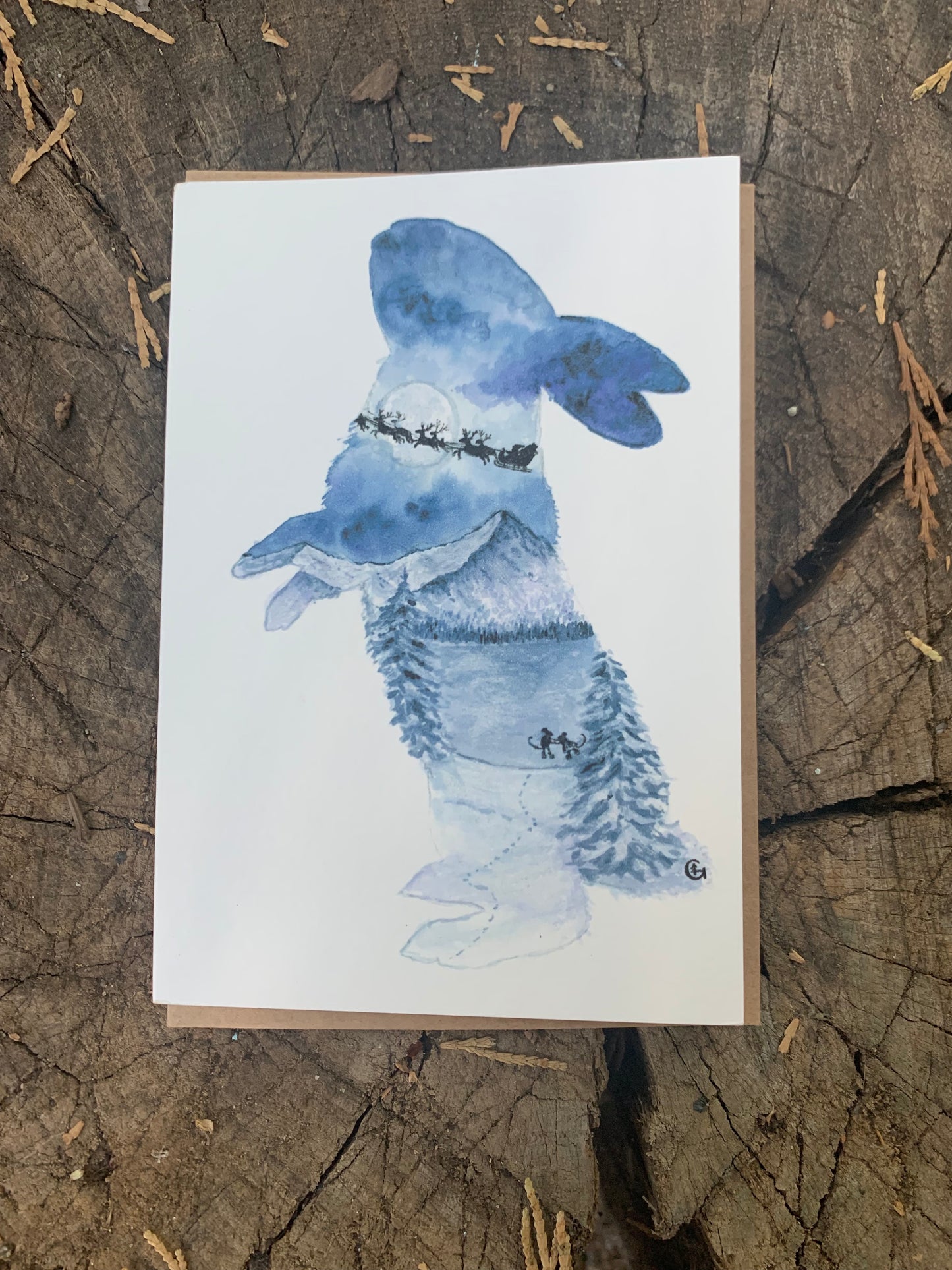 Winter Christmas Bunny Print