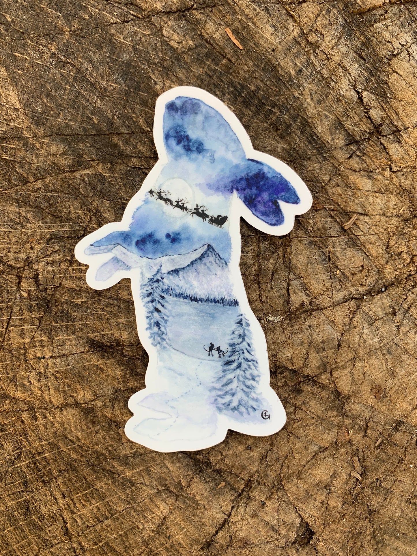 Winter Christmas Bunny Sticker