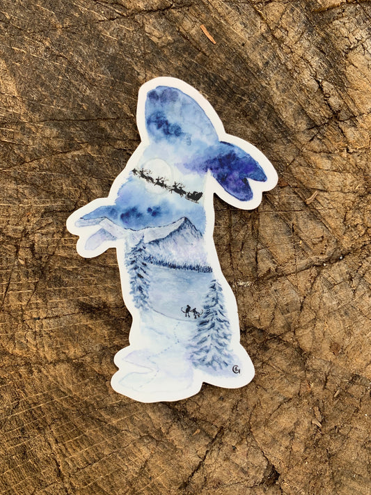 Winter Christmas Bunny Sticker