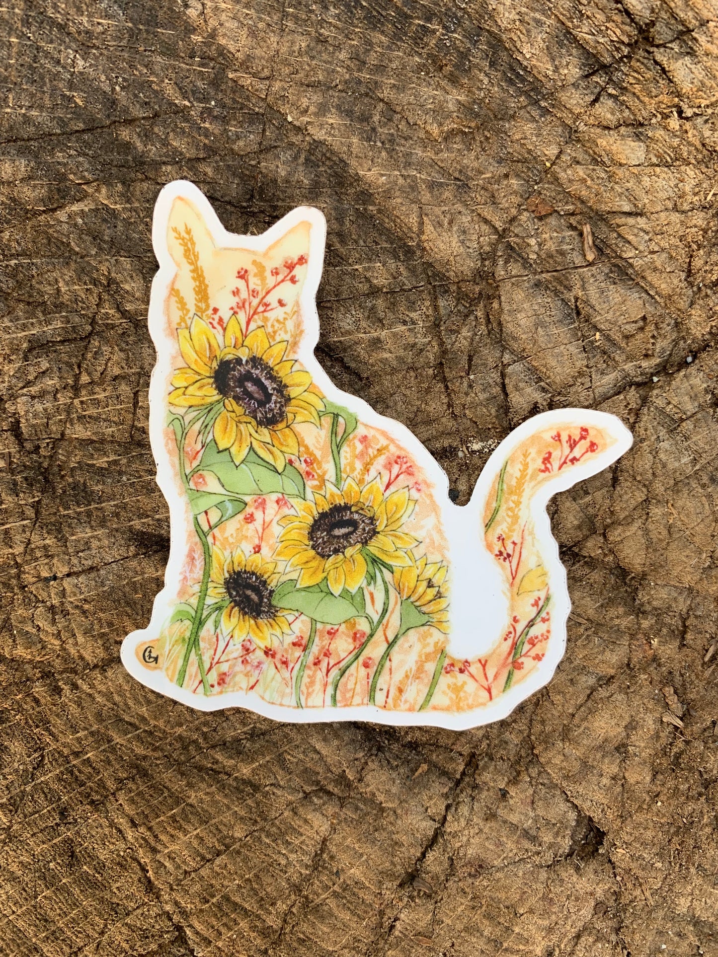 Sunflower Cat Sticker