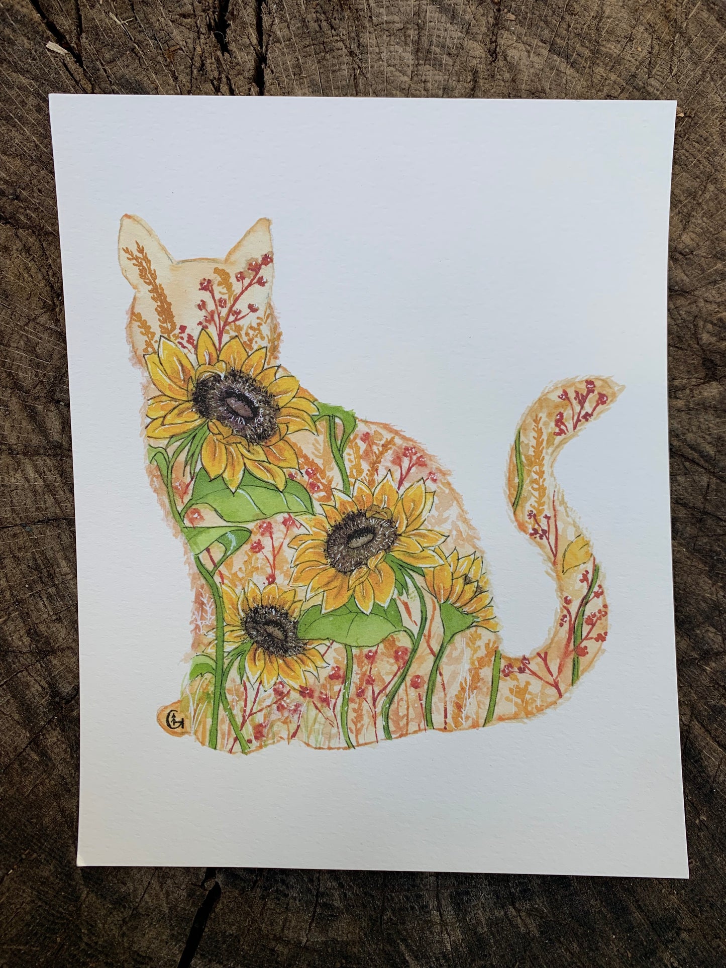 Sunflower Cat Print