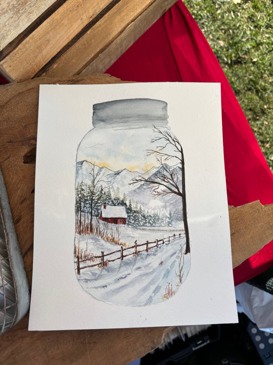 Winter in a Mason Jar Print