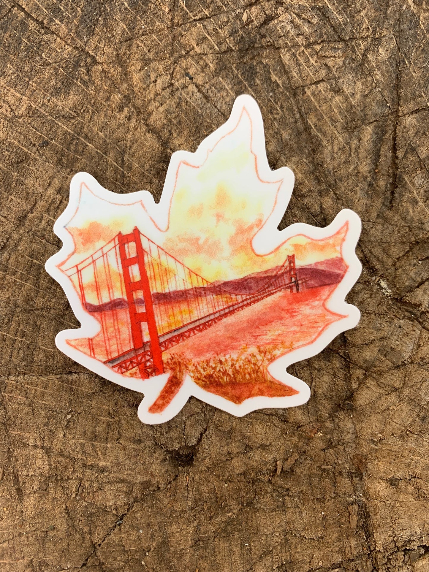 Golden Gate Bridge Leaf Sticker