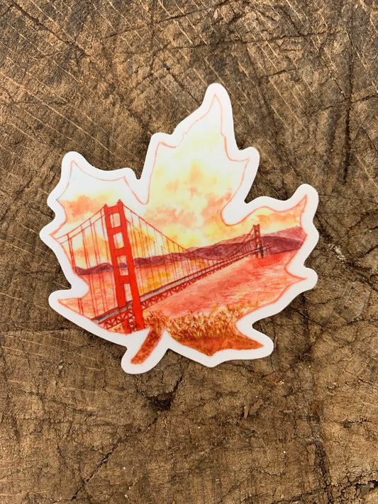 Golden Gate Bridge Leaf Sticker
