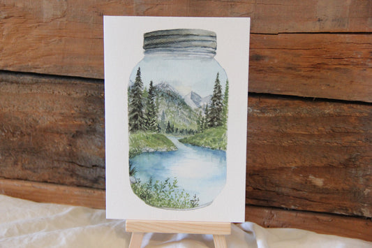 Mountain in a Mason Jar Print